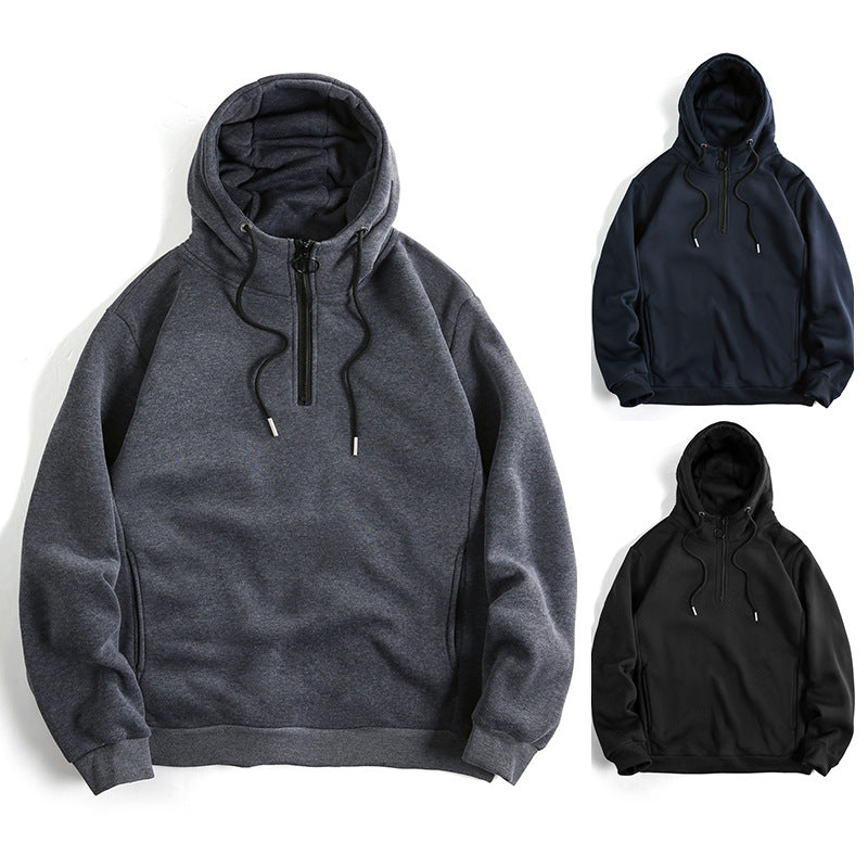 Damen Modischer Kapuzenpullover mit halbem Reißverschluss und weichem Innenfutter R&B