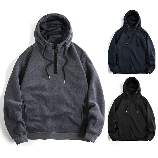 Damen Modischer Kapuzenpullover mit halbem Reißverschluss und weichem Innenfutter R&B