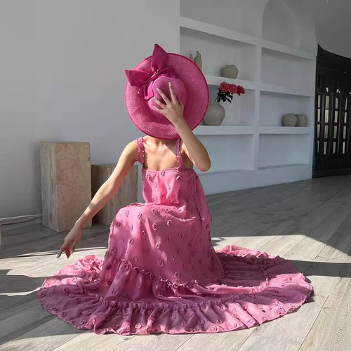 Damen Sommerliches Maxikleid mit floralem Relief und voluminösem Saum R&B