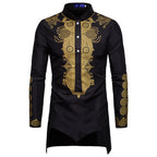 Herren elegantes Langarmhemd mit innovativem Ethno-Design R&B