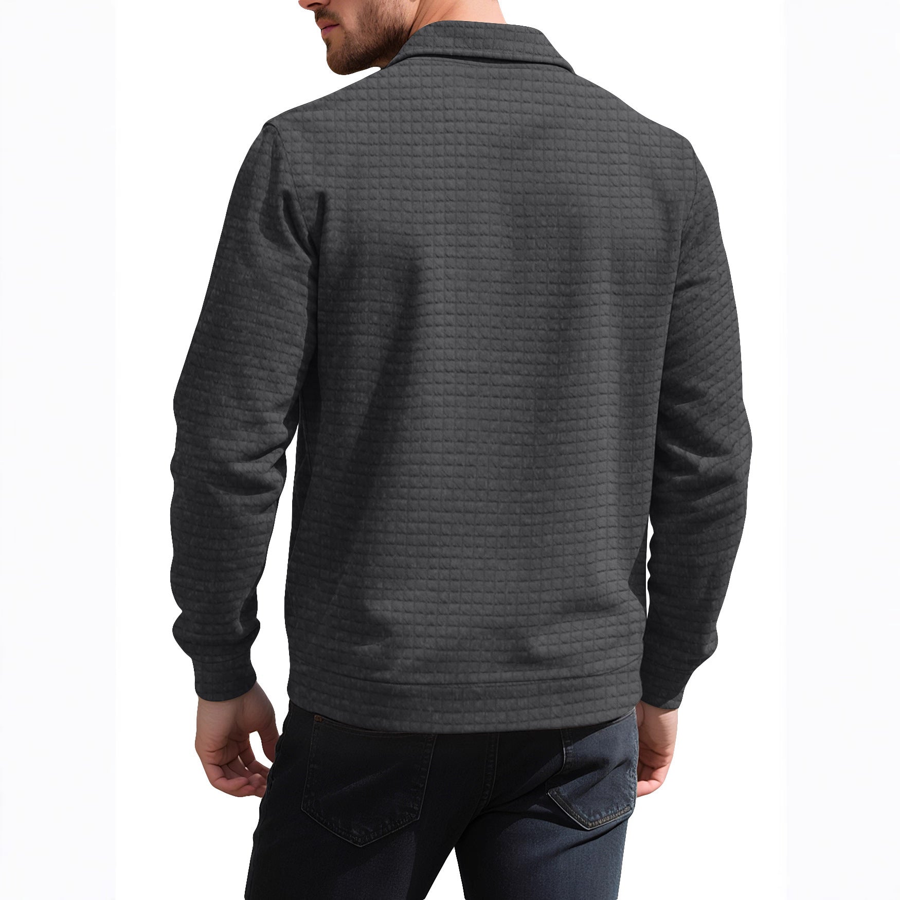 Herren nan Hemdjacke mit quadratischer Steppstruktur Druckknopffront und Brustklappen R&B