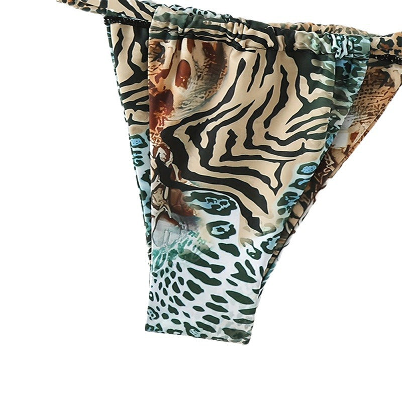 Damen Triangel-Bikini mit verstellbaren Trägern und modischem Leopardenmuster R&B