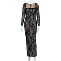 Damen Spitzenmaxikleid mit durchscheinenden Einsätzen R&B