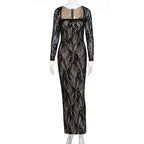 Damen Spitzenmaxikleid mit durchscheinenden Einsätzen R&B