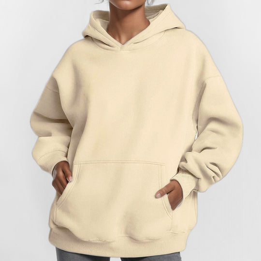 Damen Lockere Kapuzenpullover aus weichem Fleece mit Kängurutasche R&B