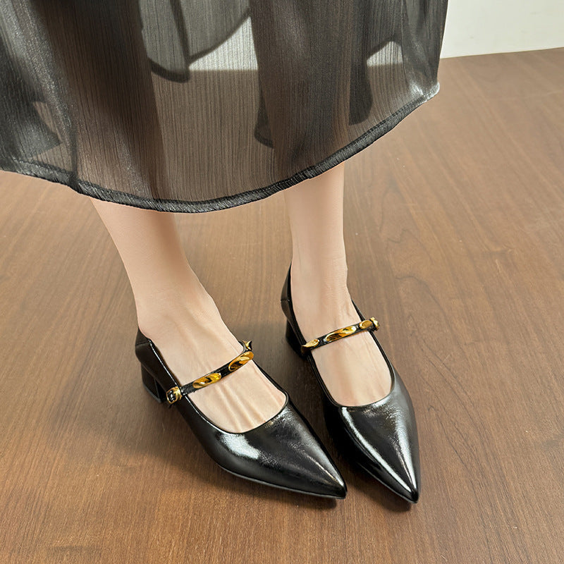Damen Elegante Pumps mit modischem Riemen und komfortablem Blockabsatz R&B