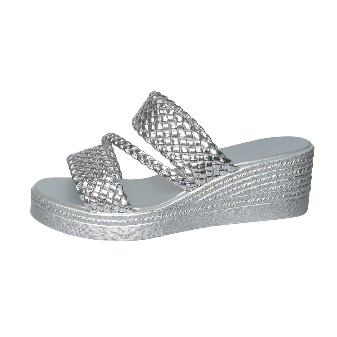 Damen Wedge-Pantoletten mit geflochtenen Riemen und ergonomischer Fußbettgestaltung R&B