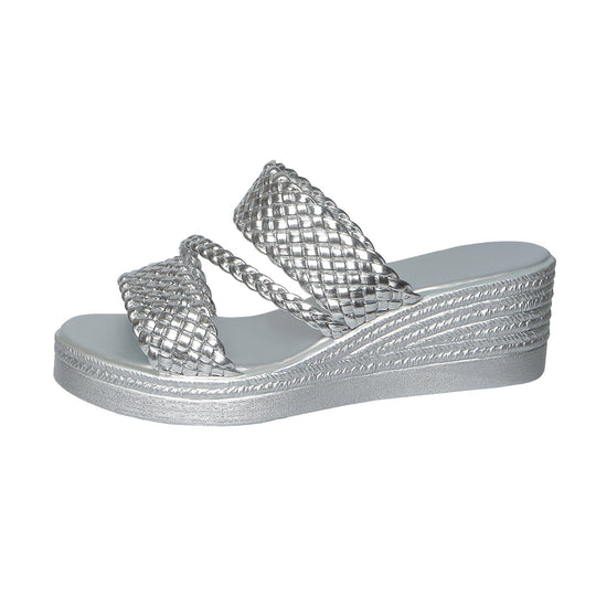 Damen Wedge-Pantoletten mit geflochtenen Riemen und ergonomischer Fußbettgestaltung R&B