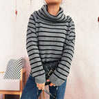 Damen Pullover mit weichem Kragen und dekorativen Knöpfen R&B