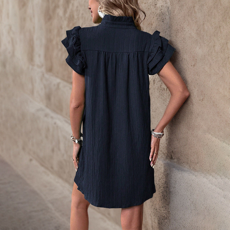 Damen Sommerliches Tunika-Kleid mit Rüschenärmeln und lockerer Passform R&B