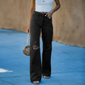 Damen Weit geschnittene Ripped Jeans mit hohem Bund und moderner Waschung R&B
