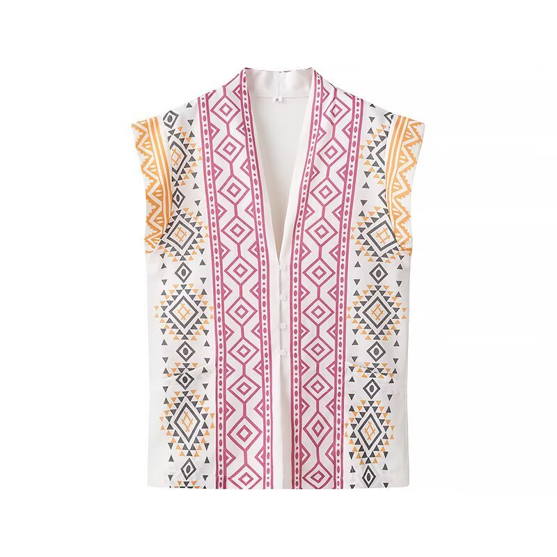 Damen modisches Hemdblusentop mit aufregendem geometrischem Print R&B