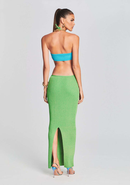 Damen Maxikleid mit kreativem Cut-Out-Design und schulterfreiem Oberteil R&B