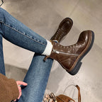 Damen Biker-Stiefel mit modischem Reißverschluss und robustem Profil
