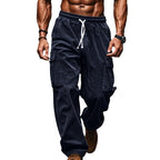 Herren nan lockere Cord-Cargo-Hose mit elastischem Tunnelzugbund, aufgesetzten Klappentaschen und entspannter Silhouette R&B