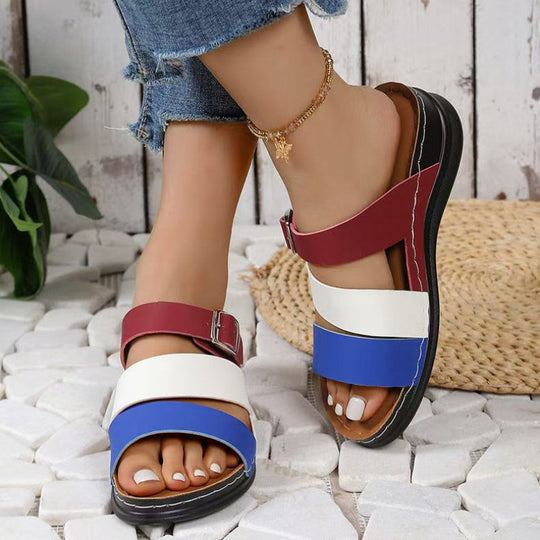 Damen bequeme und modische Sandalen mit verstellbaren Riemen R&B