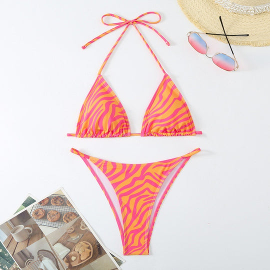Damen Triangel-Bikini mit verspieltem floralem Design und verstellbaren Trägern R&B