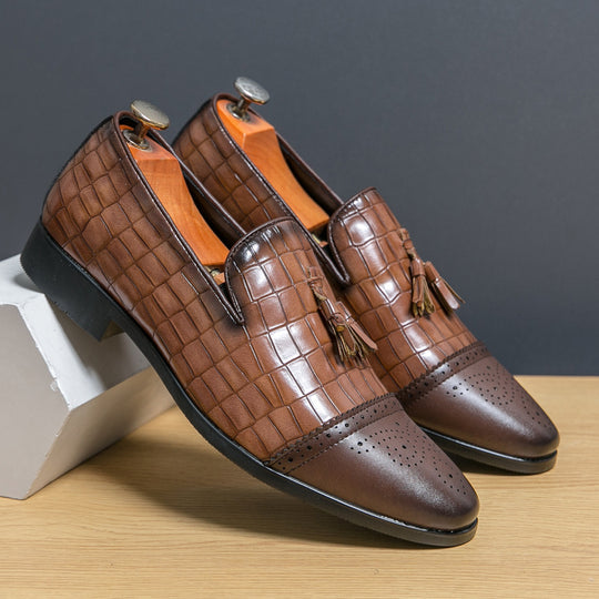Herren Elegante Mokassins aus hochwertigem Leder mit modischem Mustermix R&B