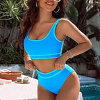 Damen Sportives Bikini-Set mit hohem Bund R&B