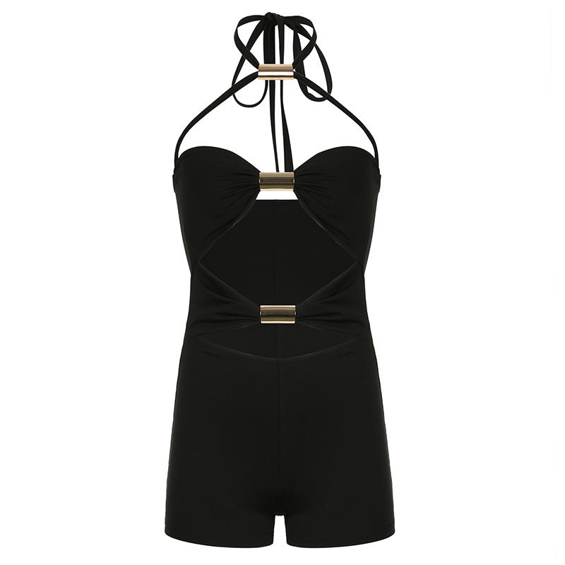 Damen Einteiler mit elegantem Knotendesign und geflochtenen Trägern R&B
