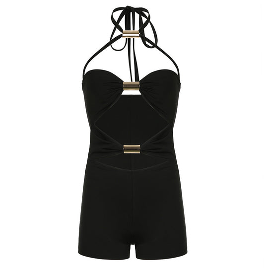 Damen Einteiler mit elegantem Knotendesign und geflochtenen Trägern R&B