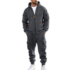 Herren nan urbanes Funktions-Cargo-Sweatset mit Kapuzenjacke, Reißverschlusstaschen und konisch zulaufender Cargo-Jogger R&B