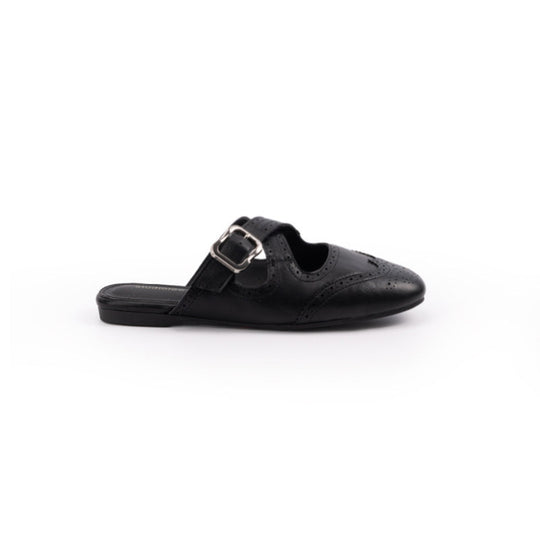 Damen offene Mules mit modischem Riemen und eleganter Perforation R&B