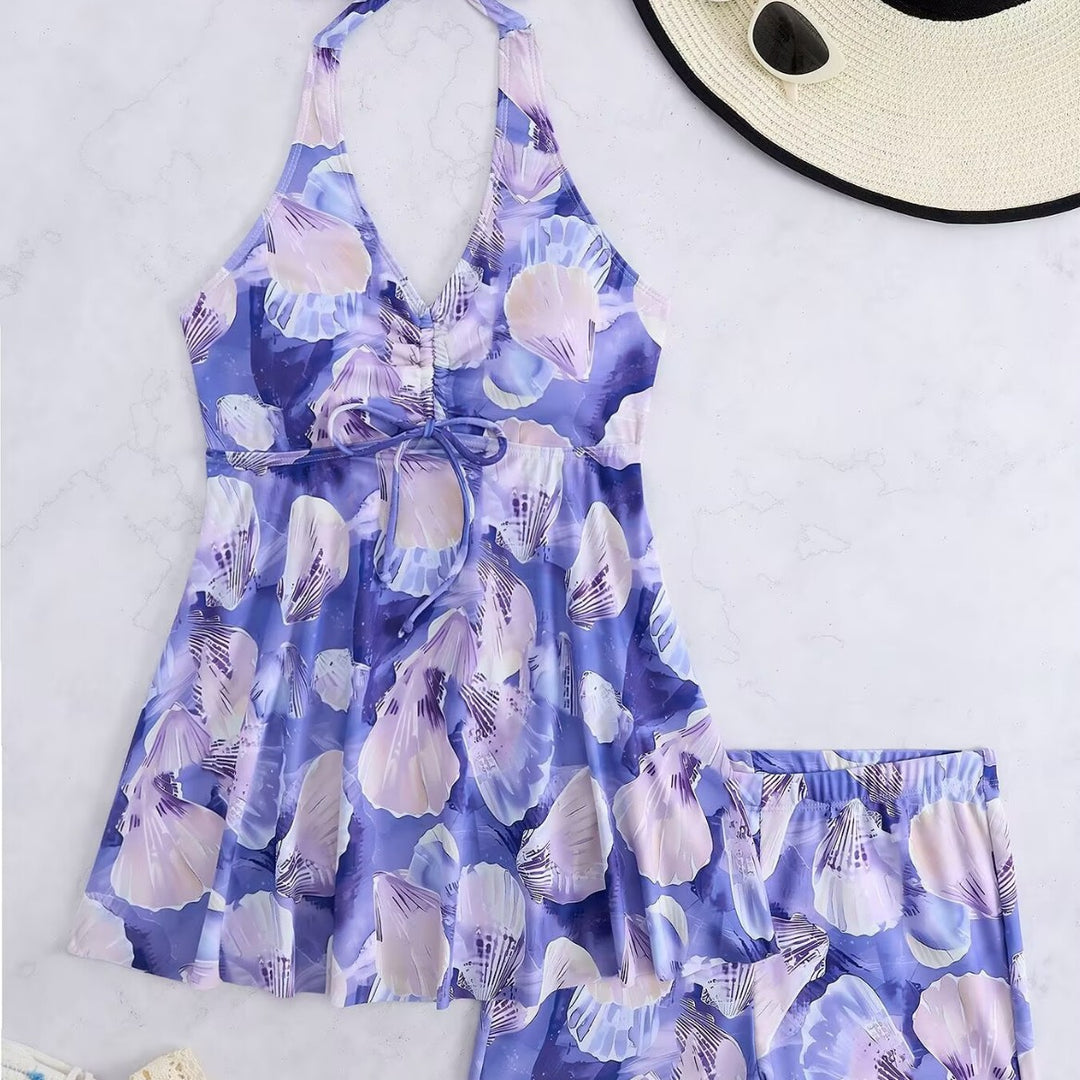 Damen Tankini-Set mit romantischem floralen Design und verstellbarem Oberteil R&B