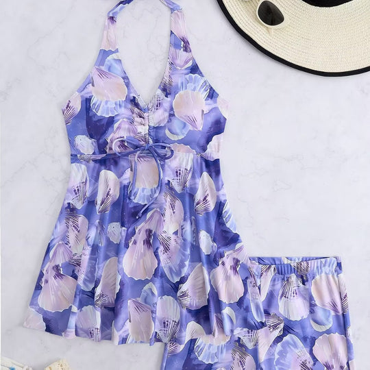 Damen Tankini-Set mit romantischem floralen Design und verstellbarem Oberteil R&B