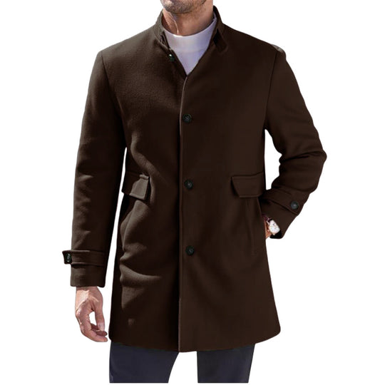 Herren eleganter Mantel mit praktischem Stehkragen und Taschen R&B
