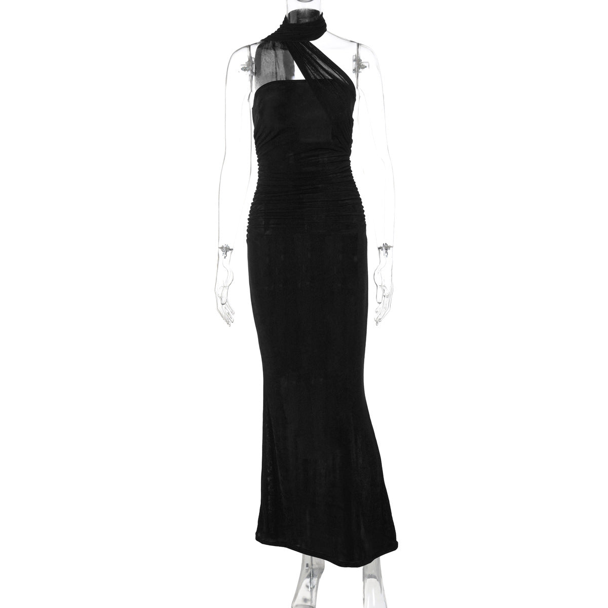 Damen Elegantes Abendkleid mit schulterfreiem Halterdesign und figurschmeichelnder Drapierung R&B