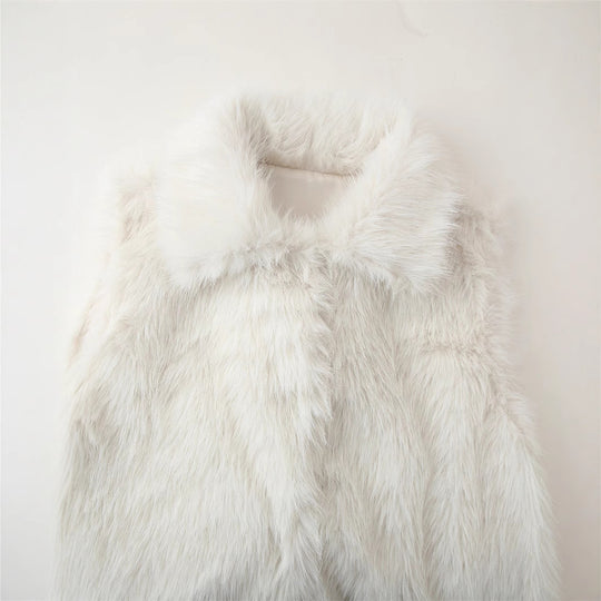 Damen elegante Kunstfellweste R&B