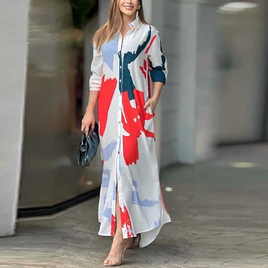Damen Maxi-Hemdrobe mit buntem Kunstdesign R&B