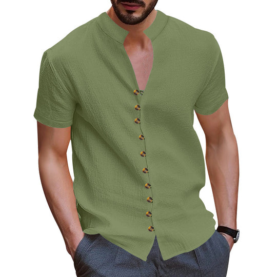 Herren Kurzarmhemd mit modernen Knopfdetails R&B