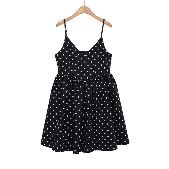 Damen Sommerliches Spaghettiträgerkleid mit verspieltem Punkte-Design und fließendem Schnitt R&B