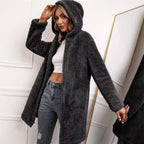Damen Kuscheljacke mit Kapuze und weich gestricktem Fleece R&B