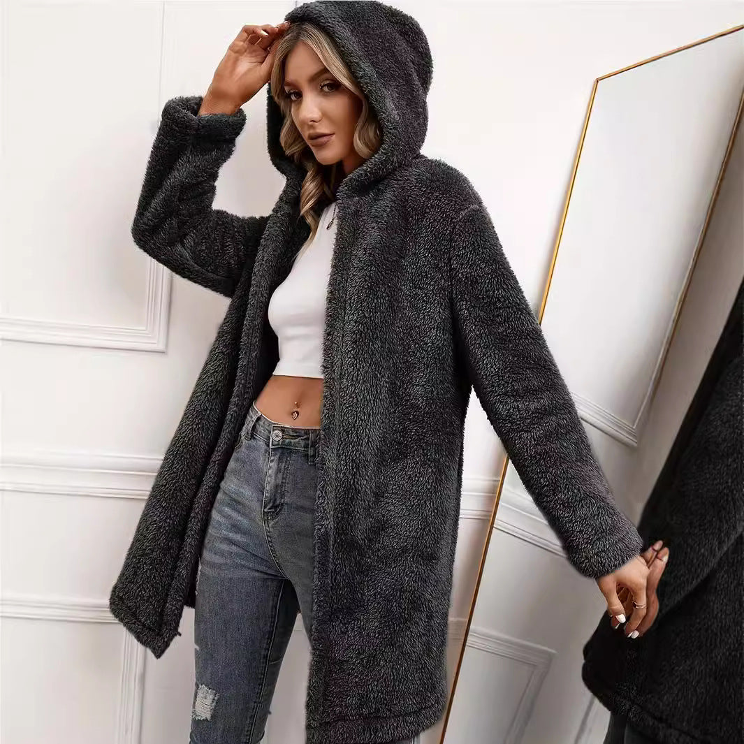 Damen Kuscheljacke mit Kapuze und weich gestricktem Fleece R&B