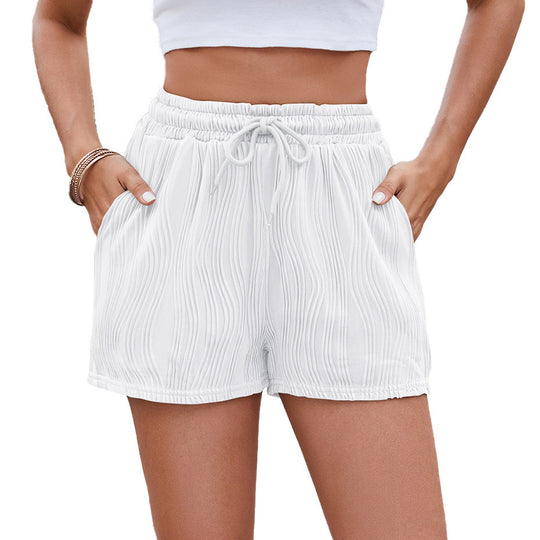 Damen Sportliche Shorts mit elastischem Bund und Raffmuster R&B