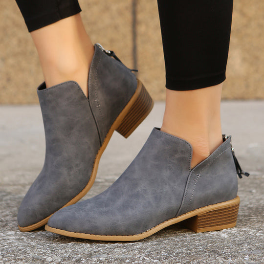 Damen nan spitz zulaufende Schlupf-Ankleboots mit kleinem Blockabsatz und ergonomischem Komfortfußbett R&B