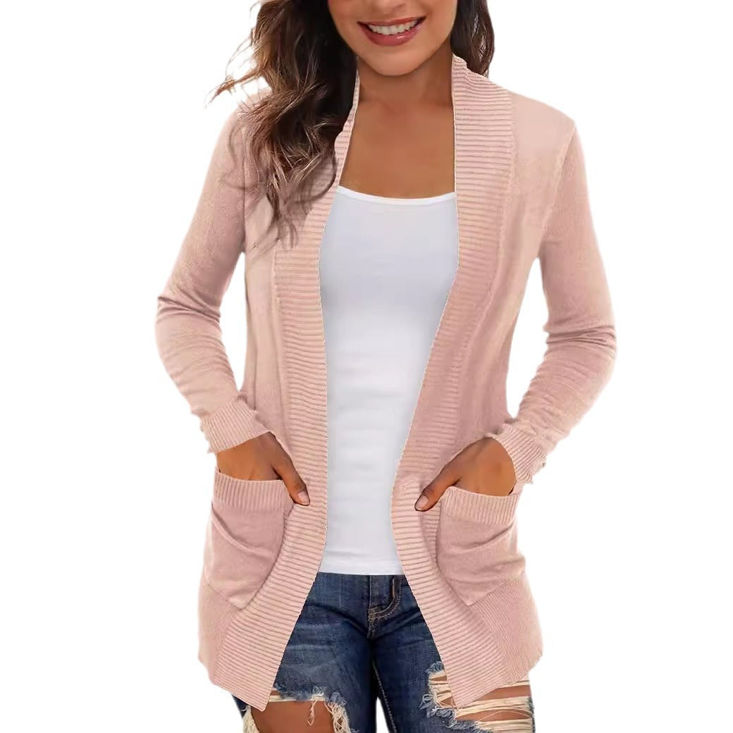 Damen Langärmliger Strickmantel R&B