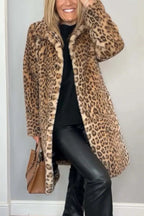 R&B | Mantel - Kunstpelz - Oversized Fit - Reverskragen - Leopardenprint