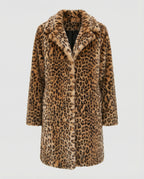 R&B | Mantel - Kunstpelz - Oversized Fit - Reverskragen - Leopardenprint