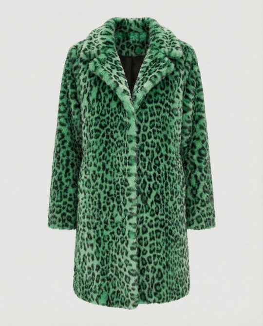 R&B | Mantel - Kunstpelz - Oversized Fit - Reverskragen - Leopardenprint