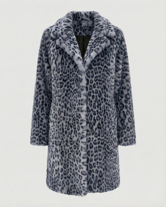 R&B | Mantel - Kunstpelz - Oversized Fit - Reverskragen - Leopardenprint