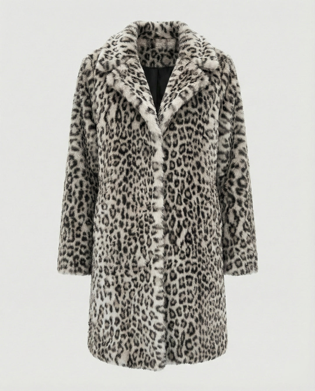 R&B | Mantel - Kunstpelz - Oversized Fit - Reverskragen - Leopardenprint