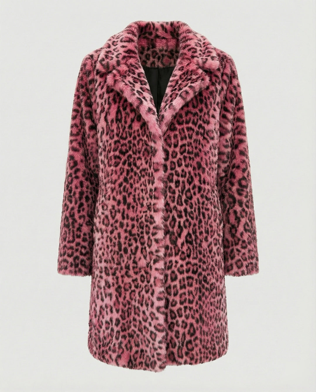 R&B | Mantel - Kunstpelz - Oversized Fit - Reverskragen - Leopardenprint