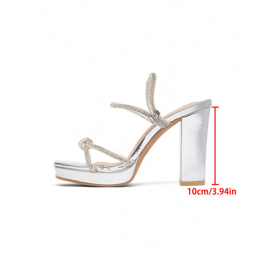 Damen Glamouröse Plateau-Sandalen mit funkelnden Riemchen R&B