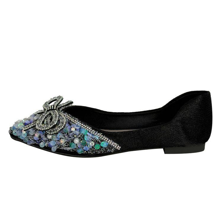 Damen Ballerinas mit glamourösem Strass-Design und zartem Schleifenakzent R&B