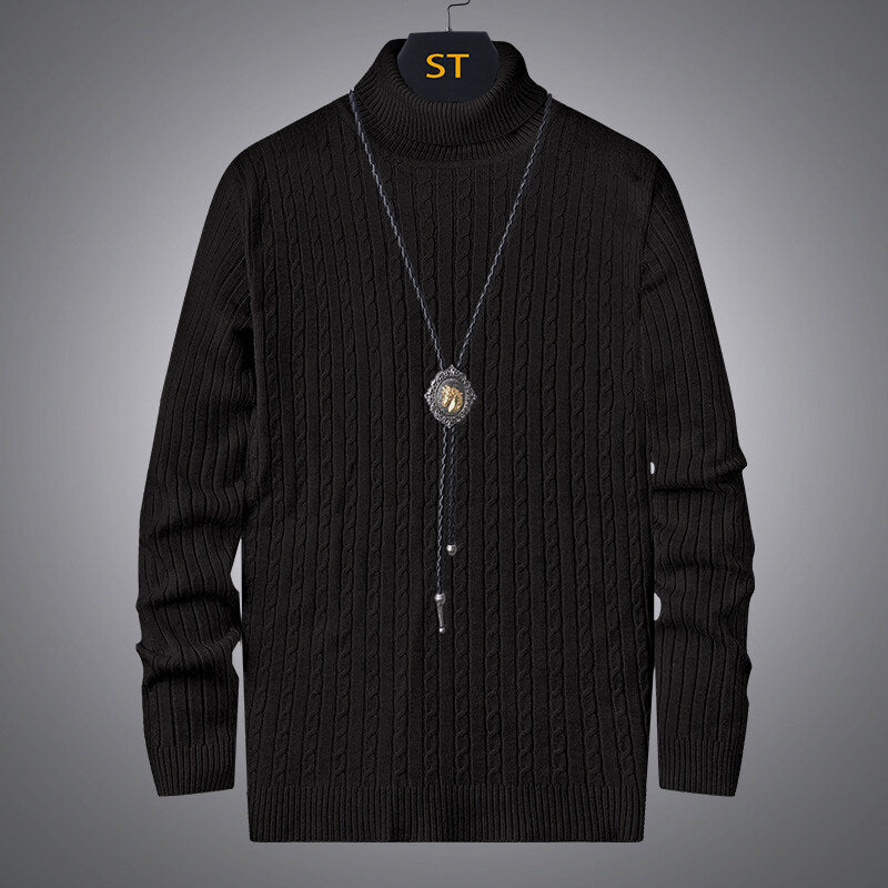 Herren Rollkragenpullover mit strukturiertem Zopfmuster R&B