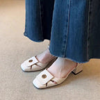 Damen elegante Riemchen-Pumps mit modischer Schnallenverzierung und komfortablem Blockabsatz R&B